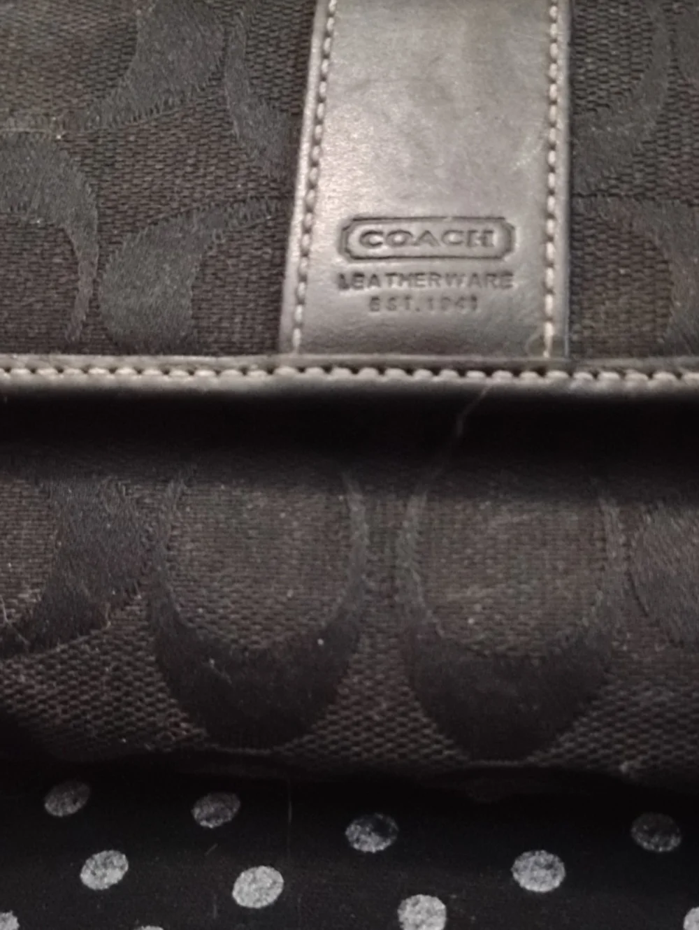 Coach Black Signature Canvas Wallet with Leather Trim